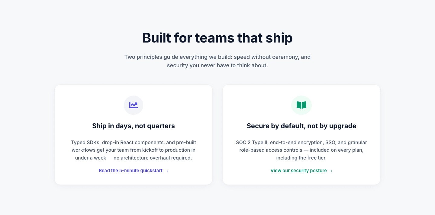 Minimal SaaS 2-Up Cards with Circular Icon Badges — Divi 5 Layout