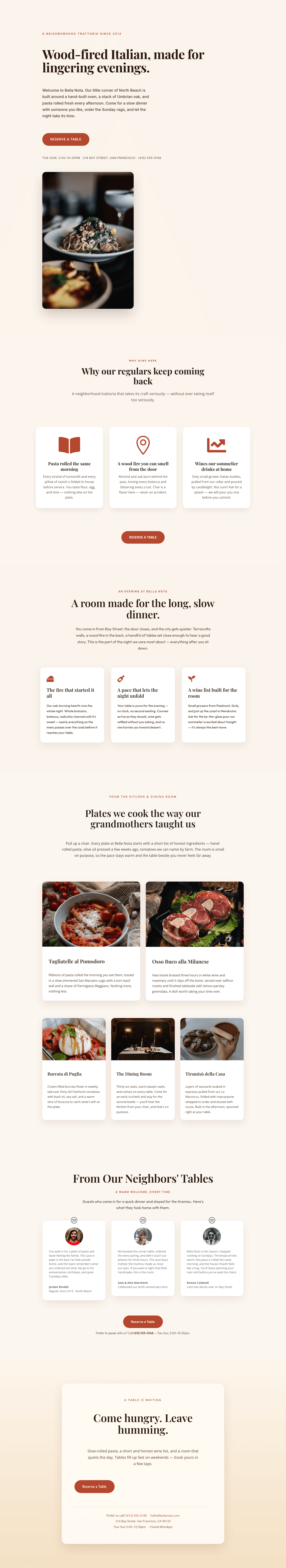Bella Nota — Warm Italian Restaurant Theme (6 Pages)