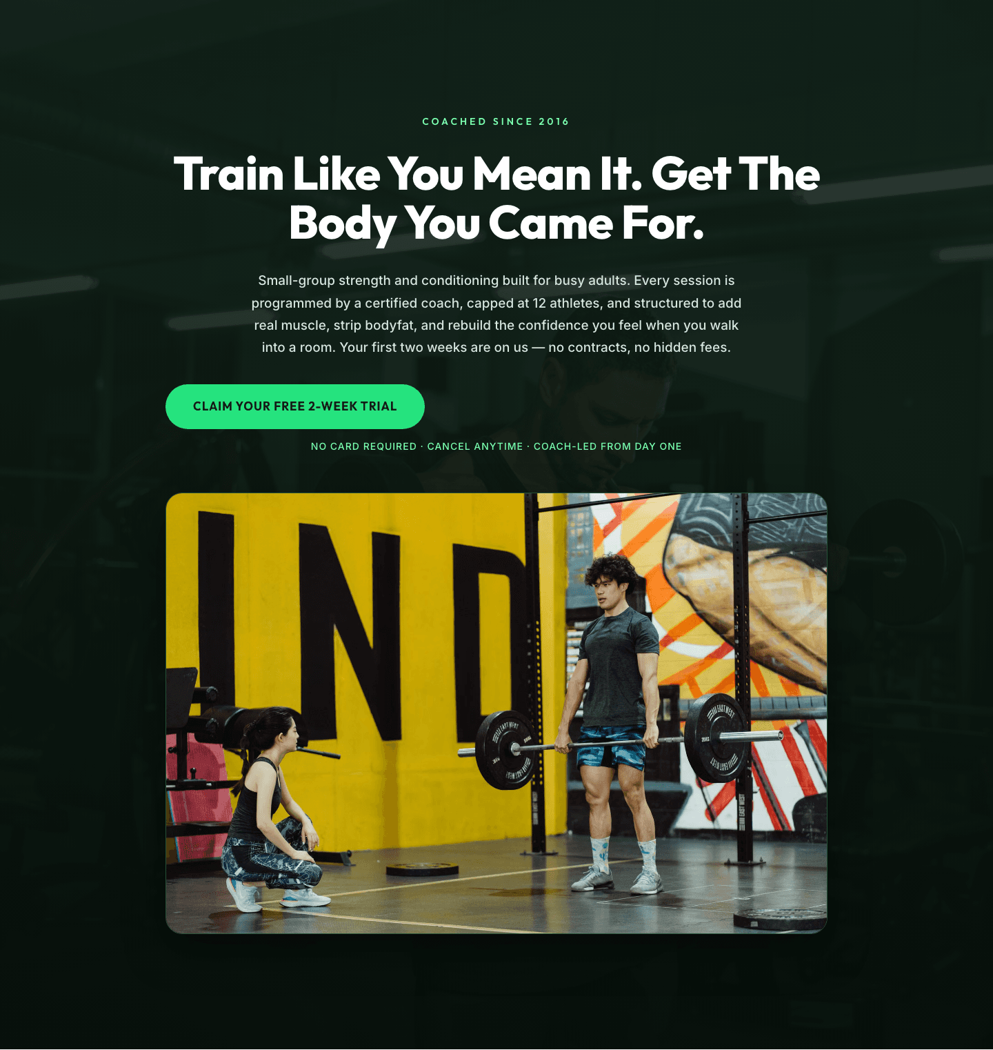 Bold Fitness Hero Section for Divi 5 — Free Trial CTA