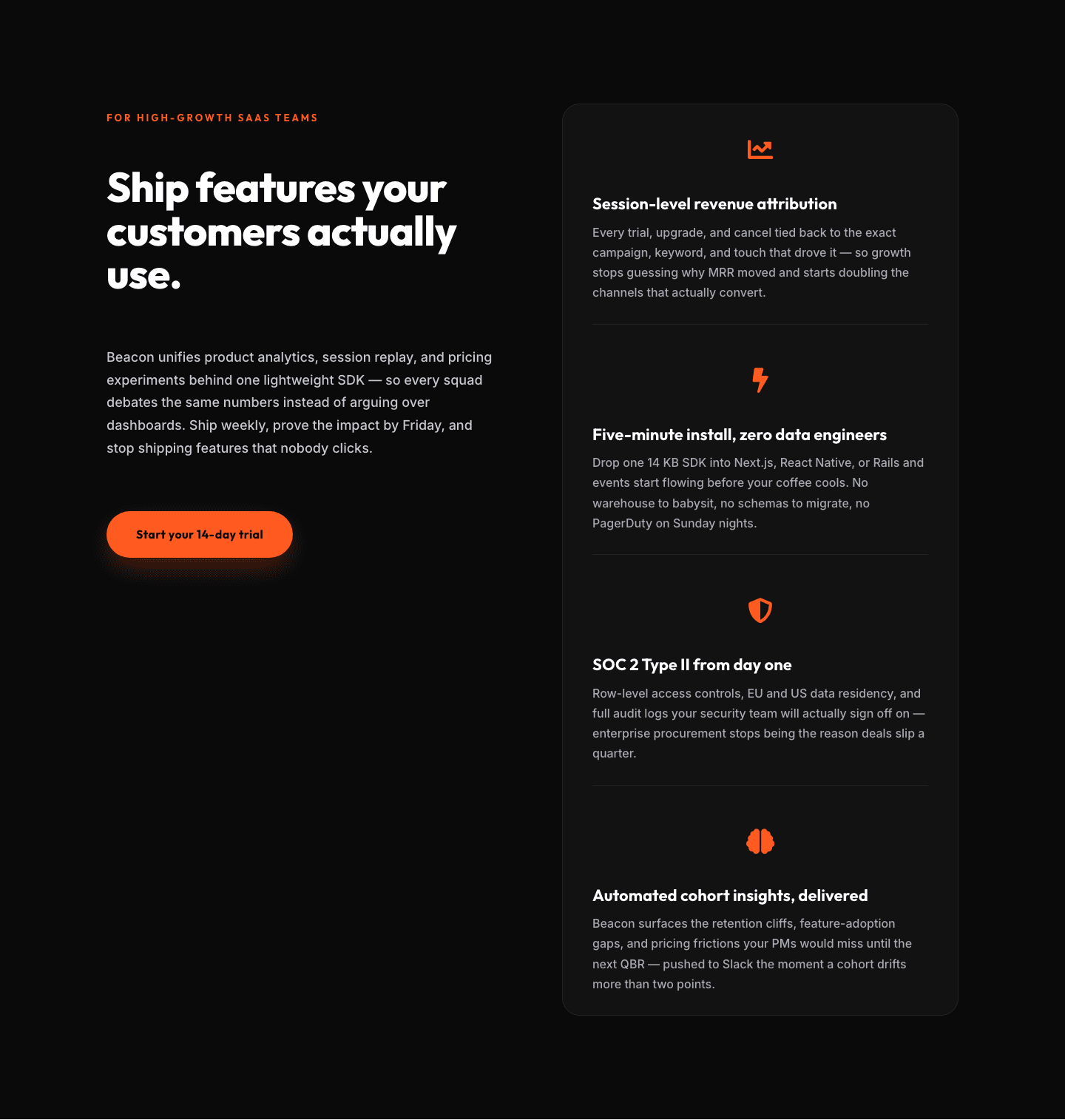 SaaS Features Section — Ship Features Customers Actually Use | Divi 5 Bold Layout