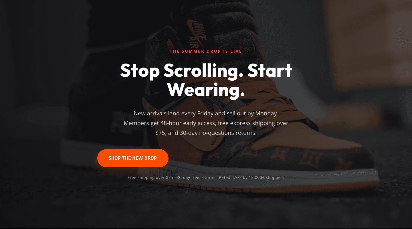 Bold Ecommerce CTA Section — 'The Drop Is Live' Divi 5 Layout