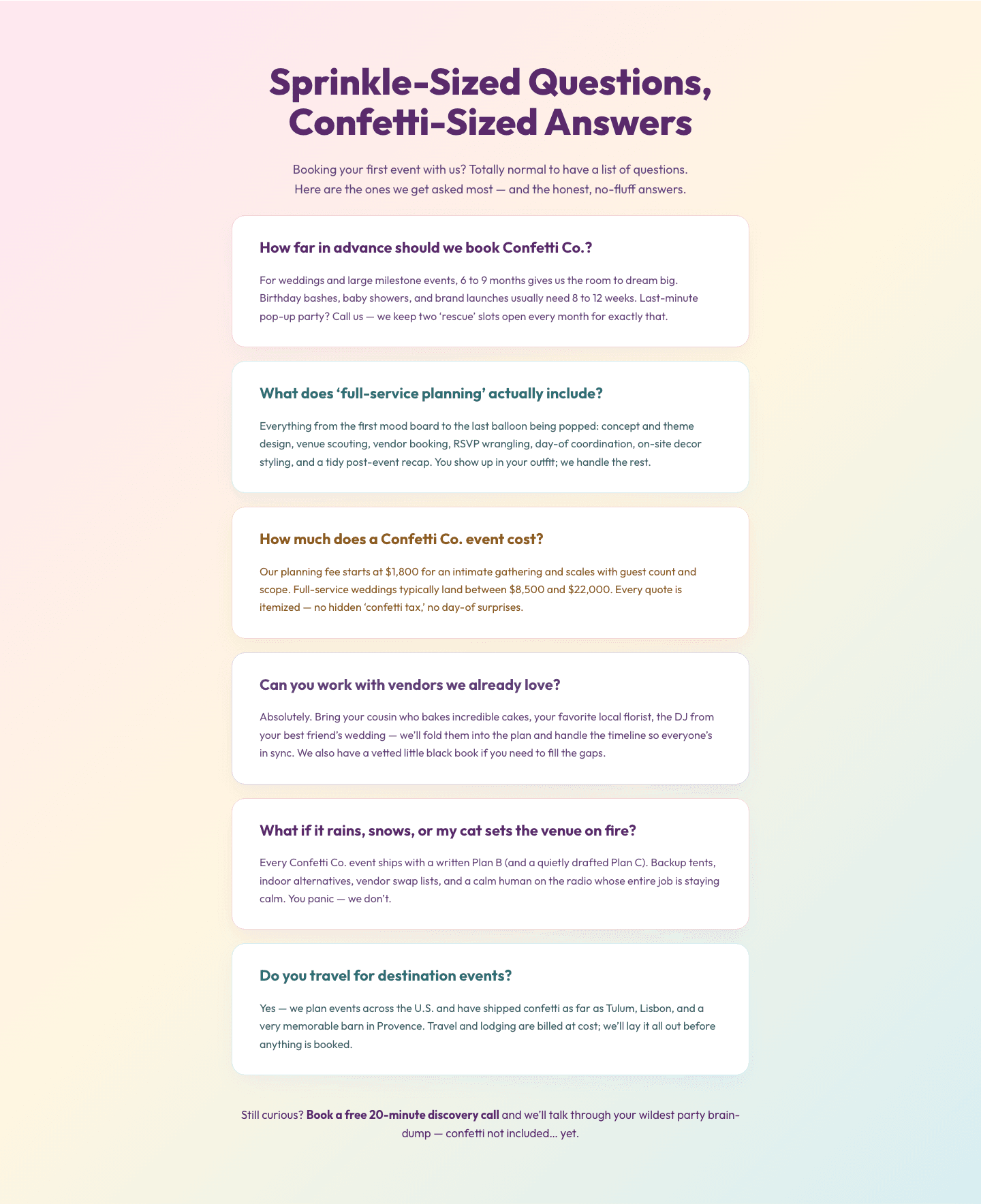 Playful Events FAQ Divi 5 Layout — Free Download