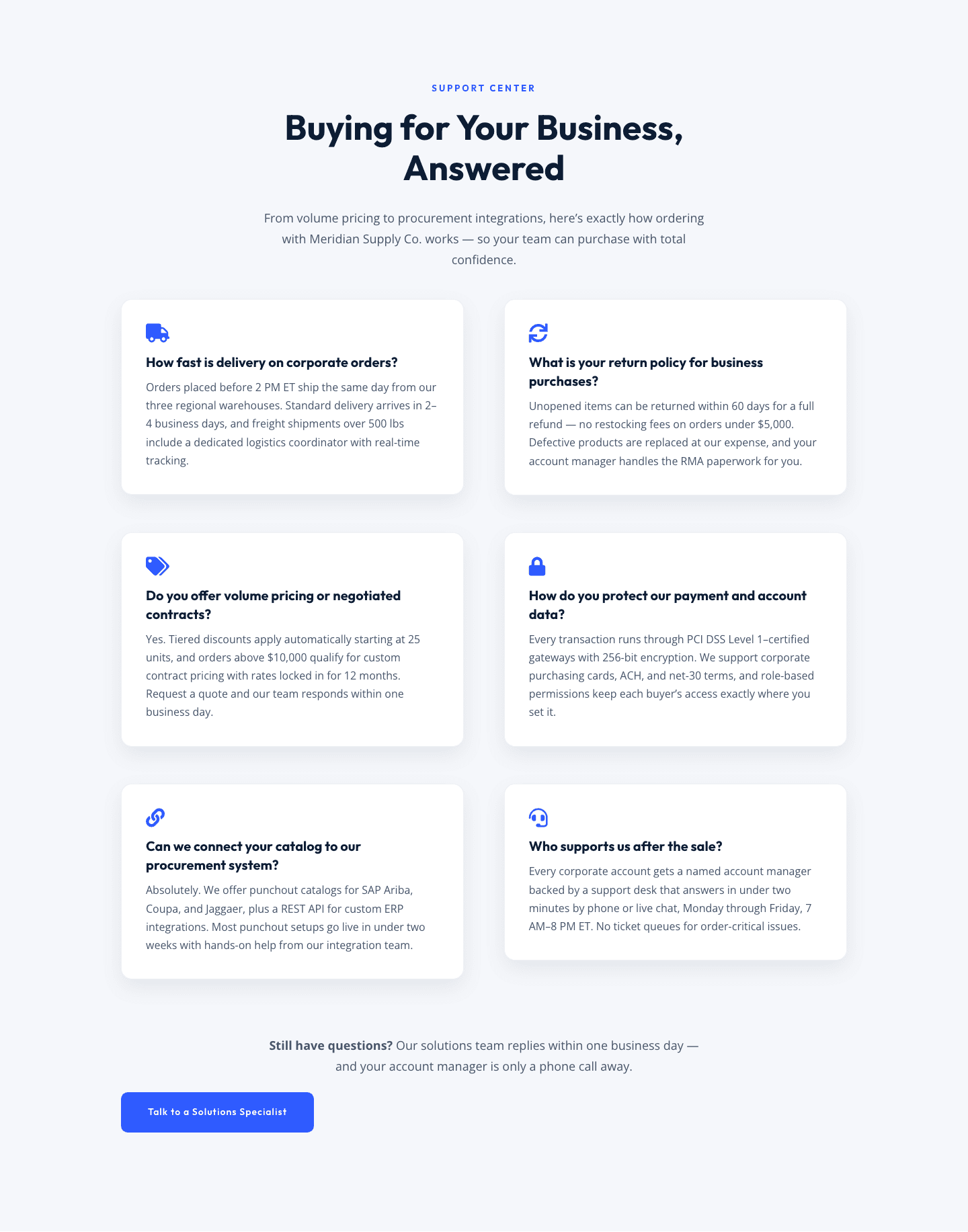 Corporate Ecommerce FAQ Section — Divi 5 Layout
