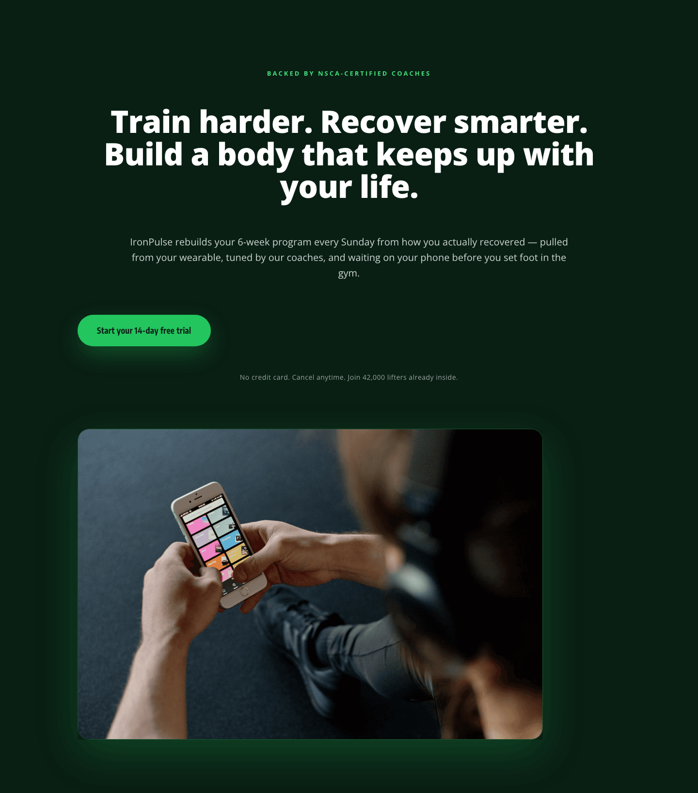 Bold Fitness App Hero Layout for Divi 5 — IronPulse Adaptive Training