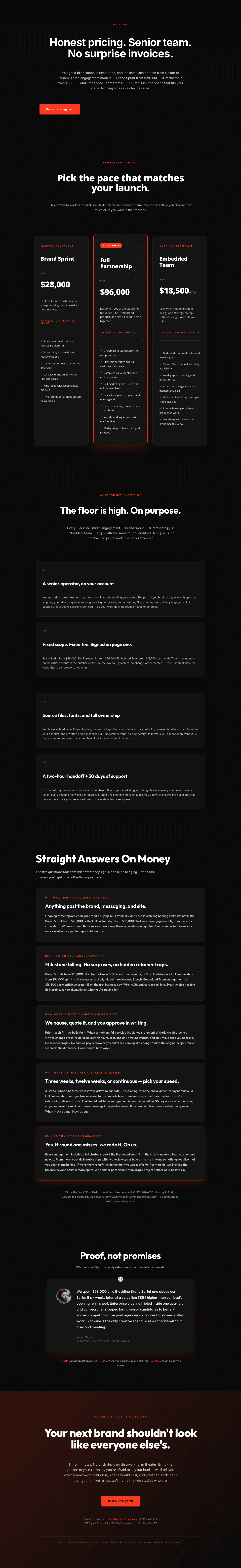 Bold Agency Pricing Page — Blackline Studio Divi 5 Layout