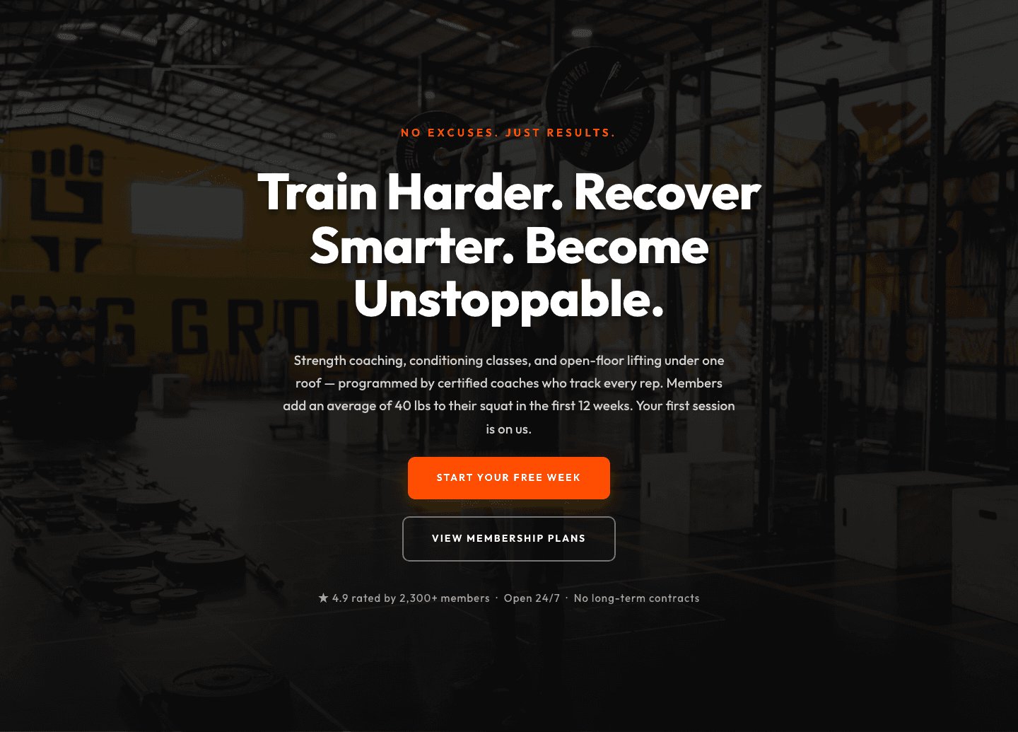 Bold Fitness Hero Section — Divi 5 Layout | Divi5Lab