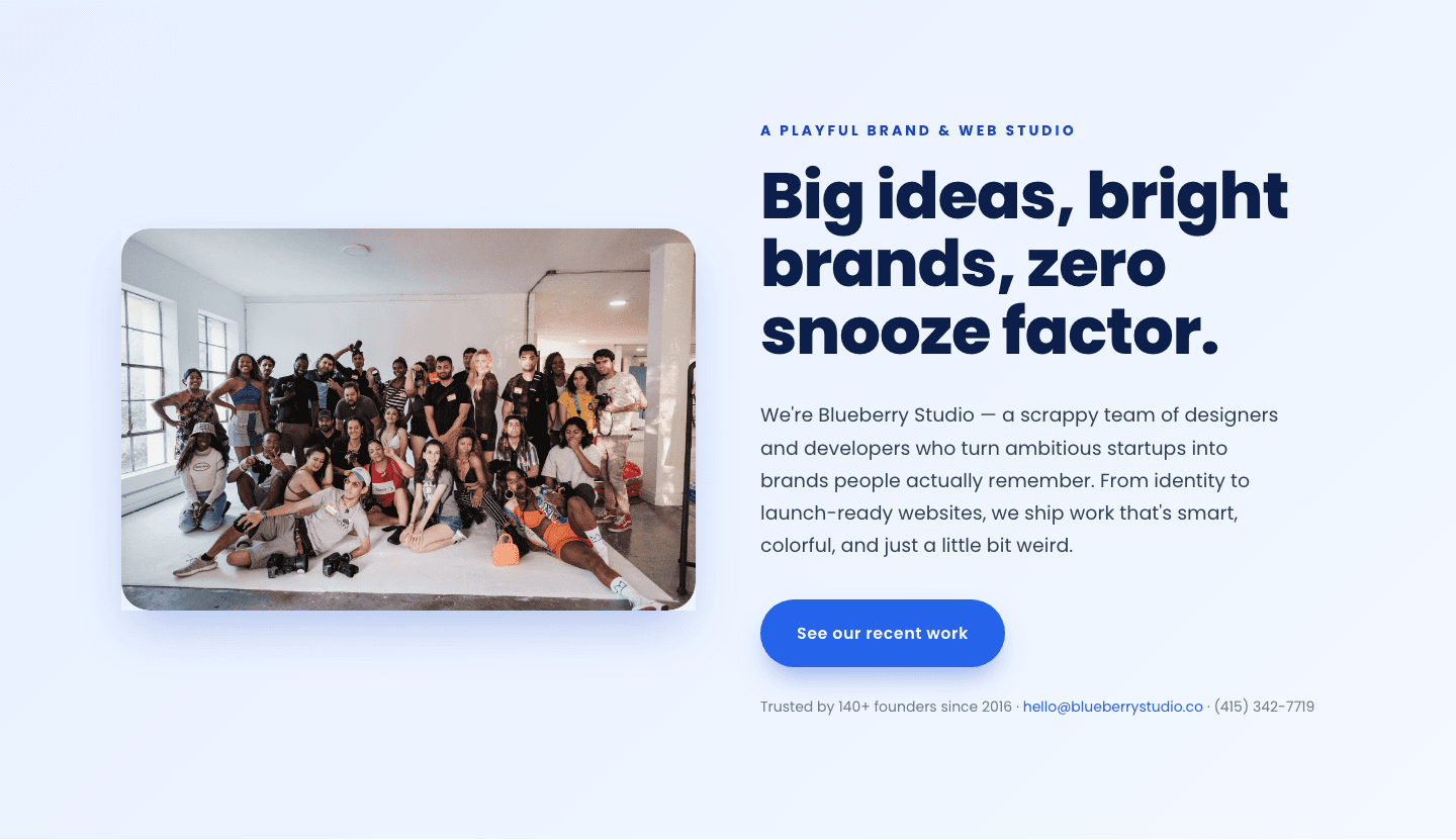 Playful Agency Hero Section — Bright Image-Left Divi 5 Layout