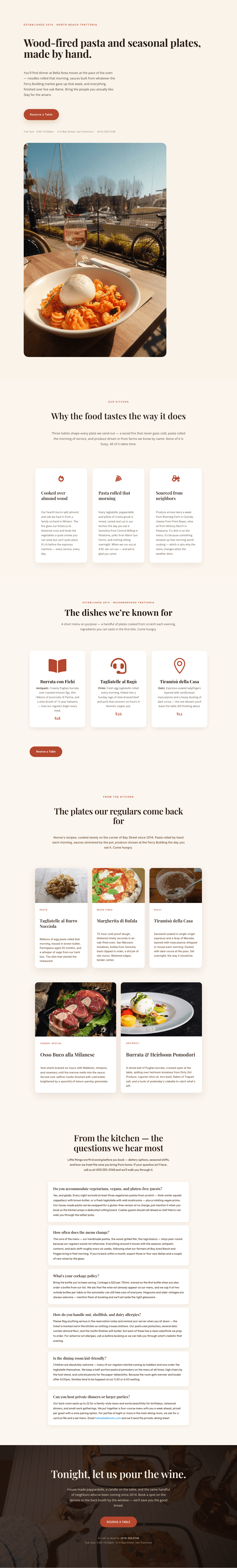 Bella Nota — Elegant Restaurant Menu Page for Divi 5