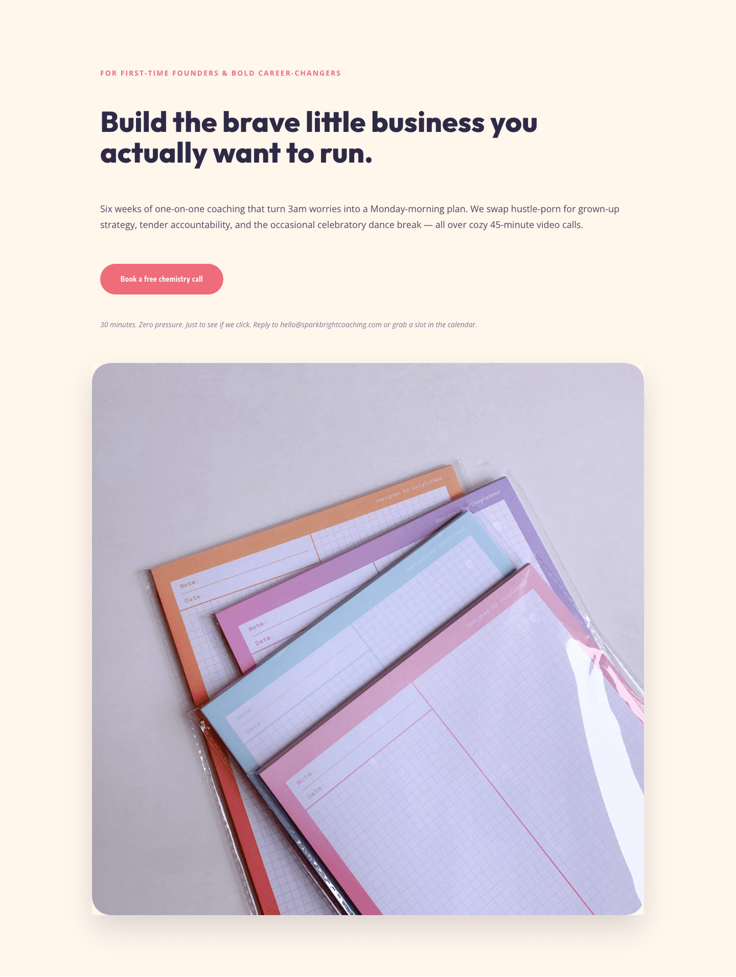 Playful Coaching Hero Section for Divi 5 — Sparkbright