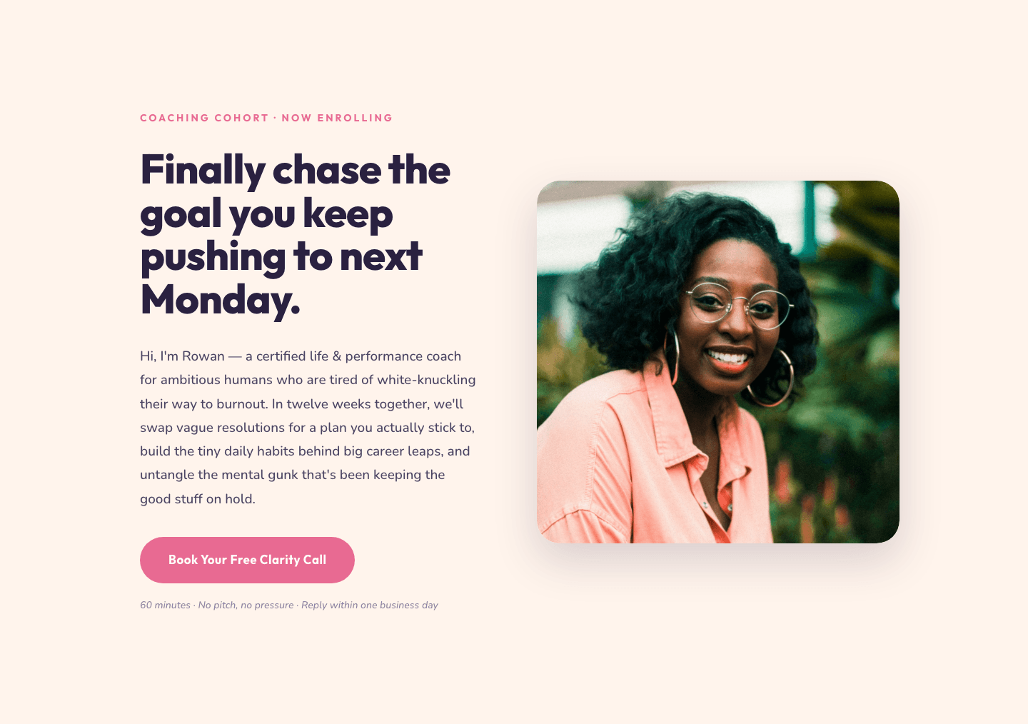 Playful Coaching Hero Section for Divi 5 — Image Right Layout