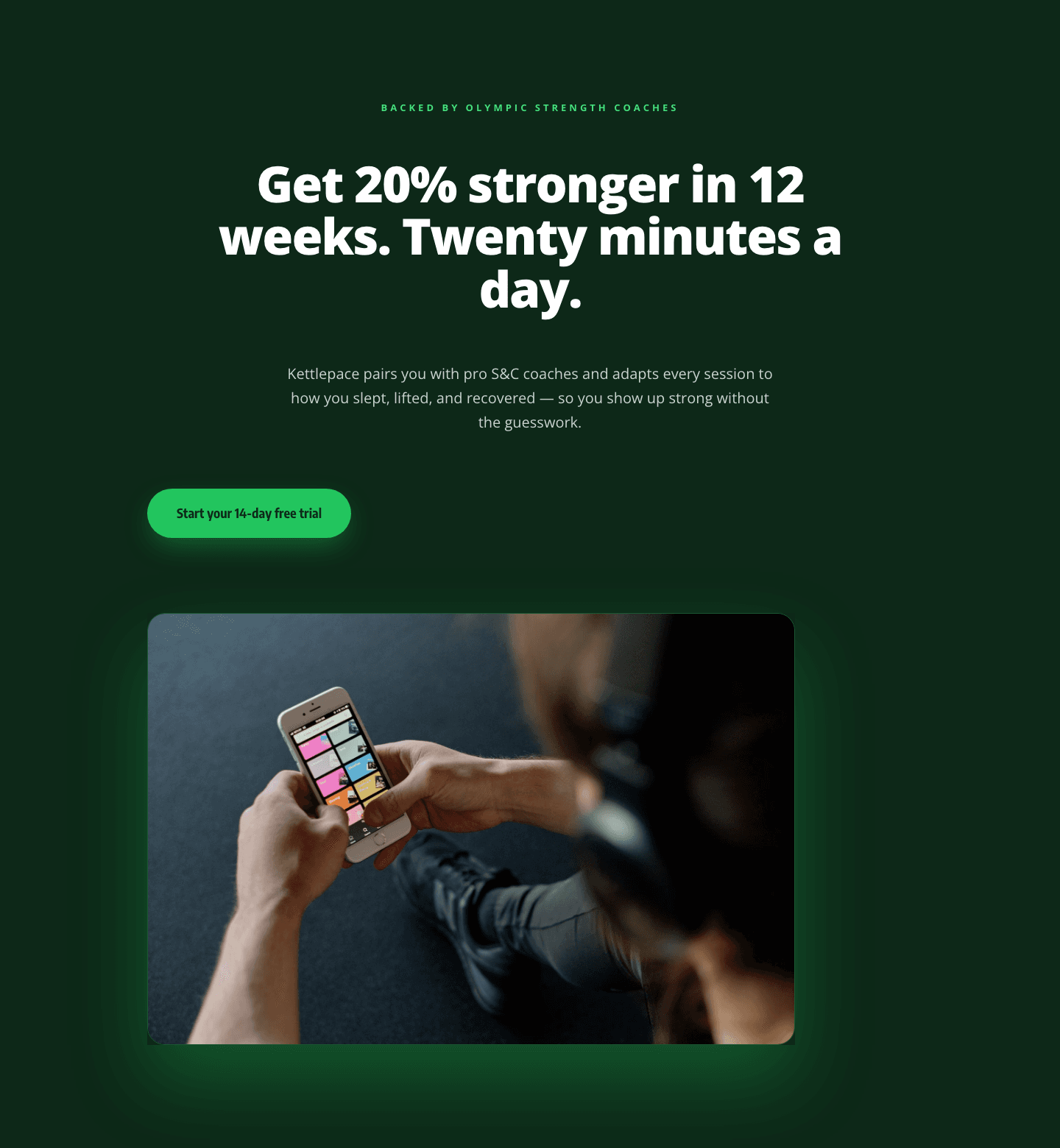 Kettlepace Hero — Bold Fitness App Landing Section for Divi 5