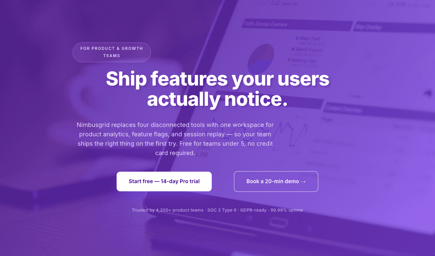 Bold Purple SaaS CTA Banner — Full-Bleed Divi 5 Layout