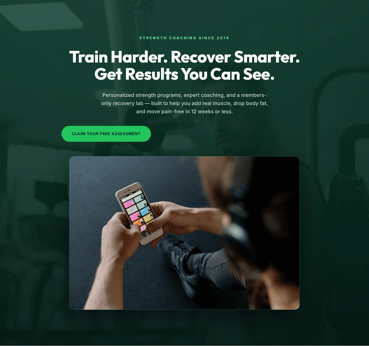 Bold Green Fitness Hero Section for Divi 5 — Strength Coaching Landing