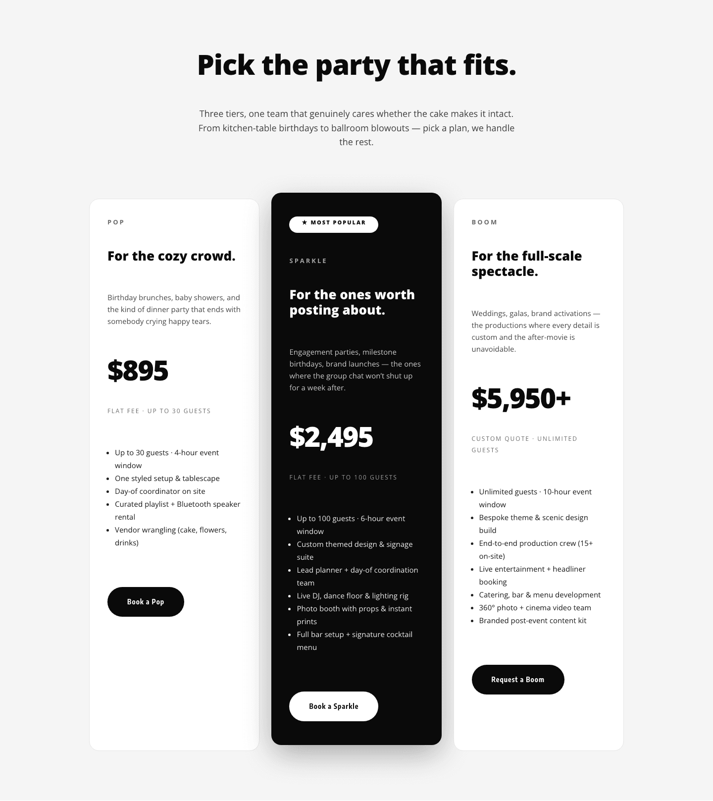 Playful Three-Tier Event Pricing Section for Divi 5