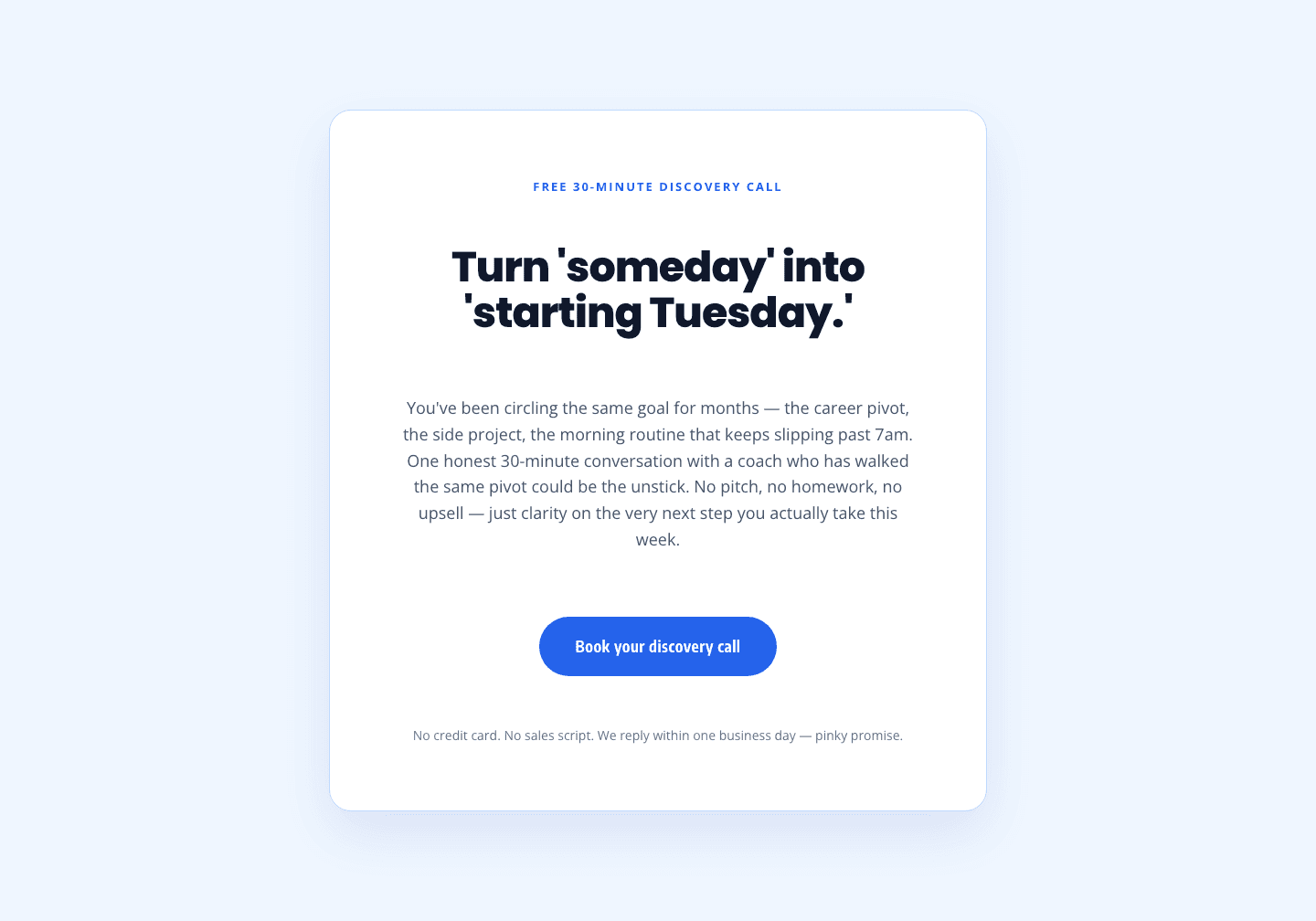Coaching Discovery Call CTA — Playful Divi 5 Layout
