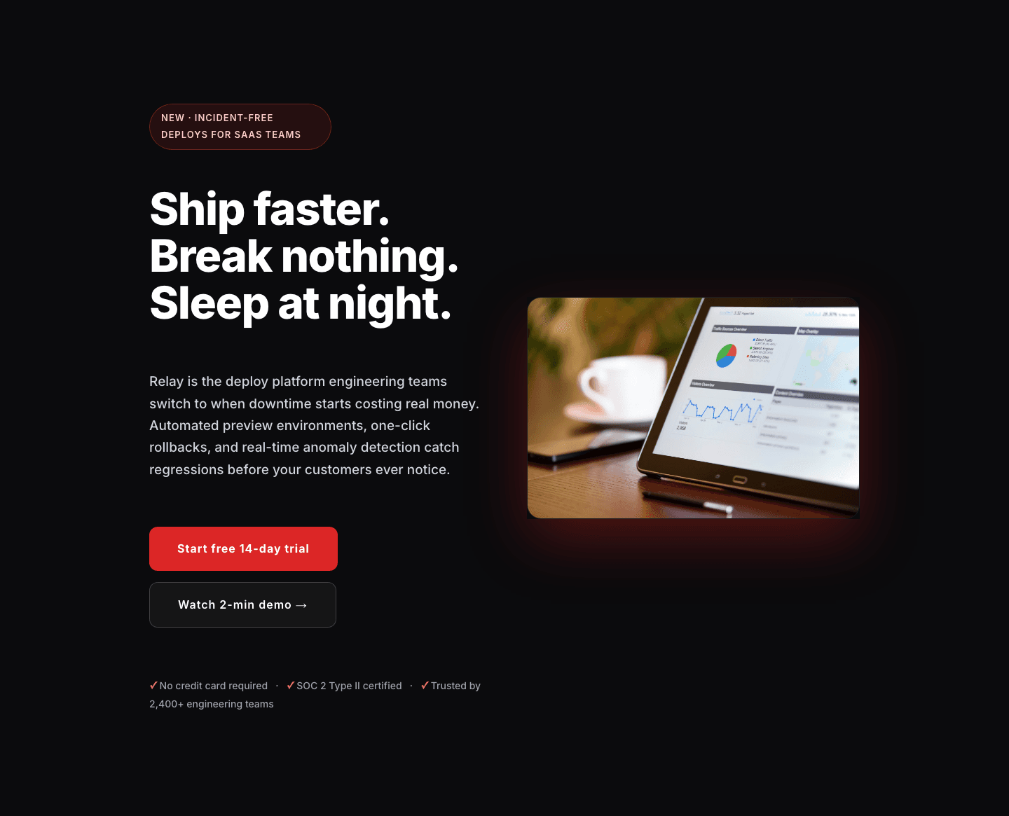 Bold Red SaaS Hero Section for Divi 5 — Ship Faster CTA